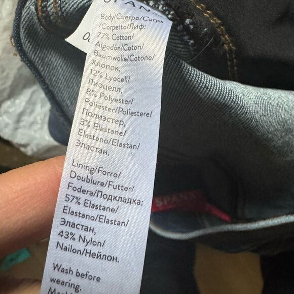 Spanx Distressed Ankle Skinny Jeans, Medium Wash Pull On Size Large - Picture 9 of 15